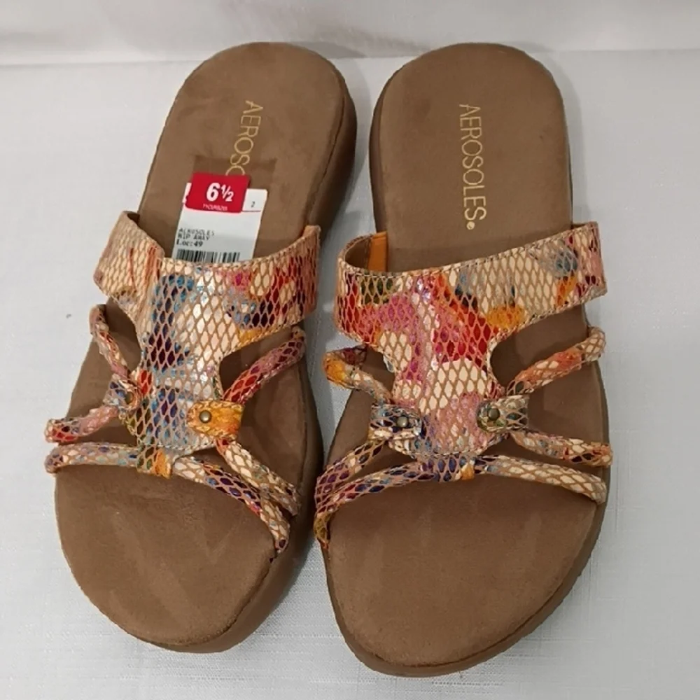 AEROSOLES Women's Colorful Slide Sandals Size 6.5